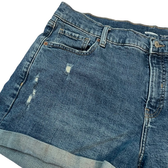 Old Navy Women's 18 Plus O.G. High Rise Denim‎ Shorts Distressed Rolled Cuff - Picture 3 of 6